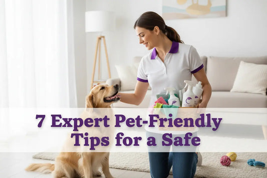 cleaner doing cleaning  in a pet friendly home
