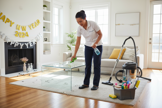 cleaner is deep cleaning a toronto home living area