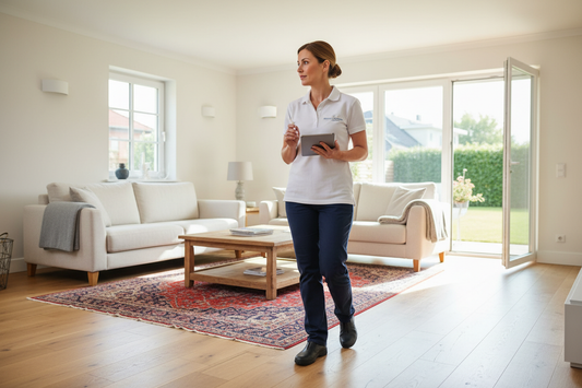cleaner assessing the place before  deep cleaning a Toronto home.