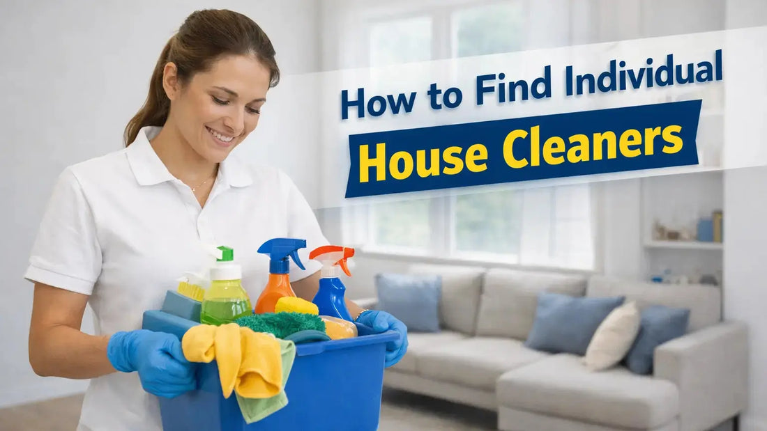a cleaner with all cleaning supplies