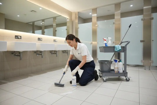 a lady cleaner deep cleaning the floors