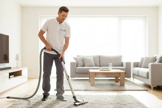 a cleaner cleaning carpet