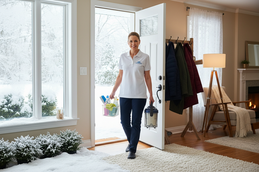 Seasonal cleaner entering a Toronto home for cleaning