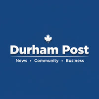 Logo of Durham Post on a blue background