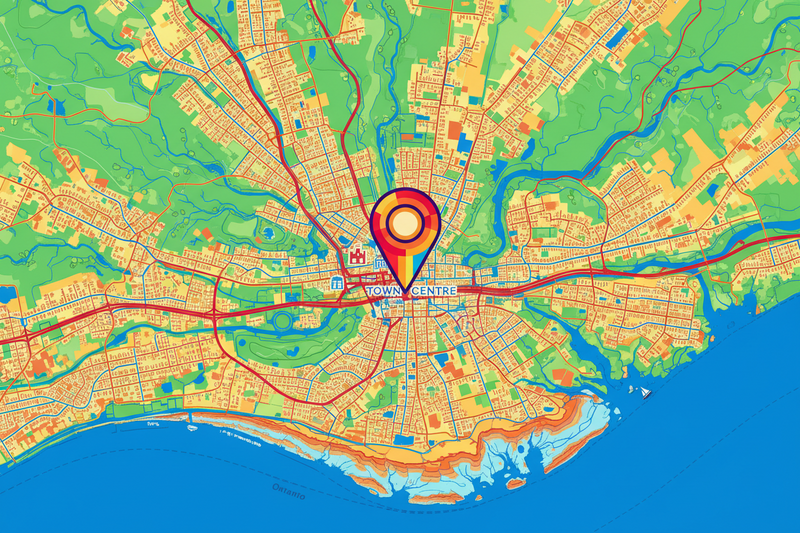 Map of a Scarborough with a pin marker on  Scarborough Town Centre.