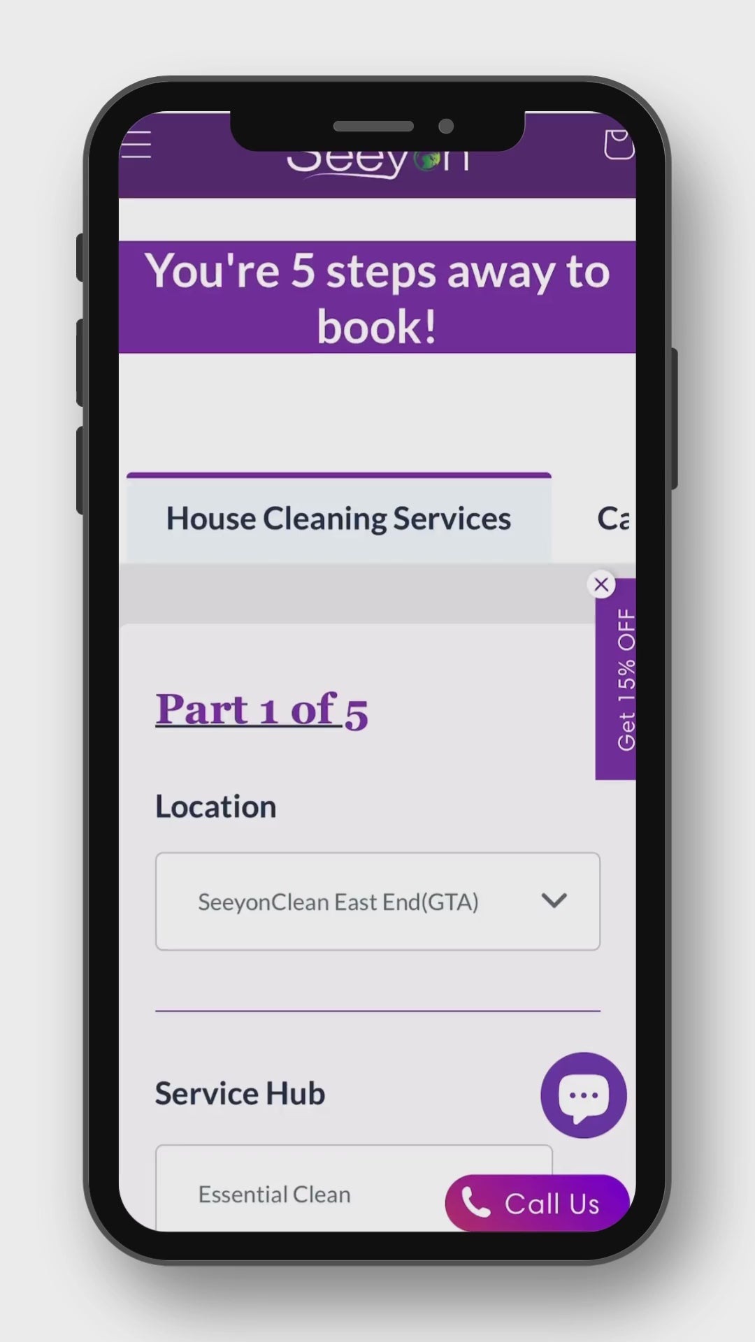 "Book Online button for customers in Scarborough to schedule cleaning services.