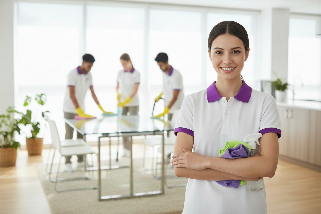 Female cleaner standing 